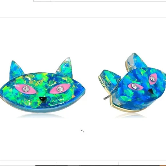 Betsey Johnson GRANNY CHIC CAT EARRINGS - Picture 1 of 6